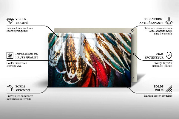 Skleněná deska za sporák Boho ptačí peří