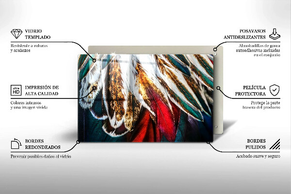 Skleněná deska za sporák Boho ptačí peří