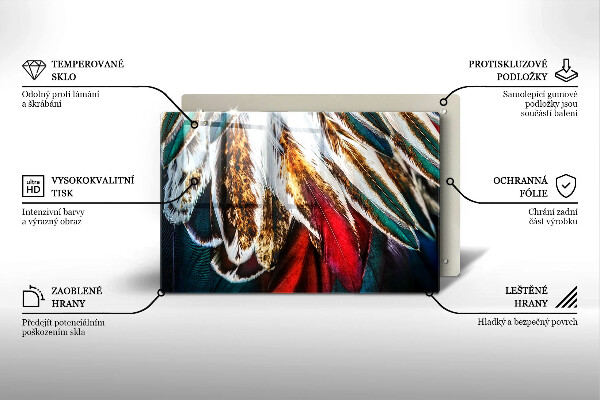 Skleněná deska za sporák Boho ptačí peří