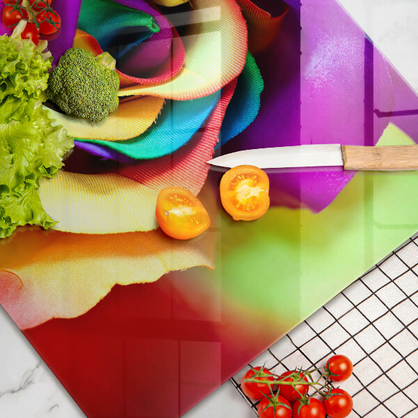 Skleněná deska za sporák Barevné okvětní lístky růží