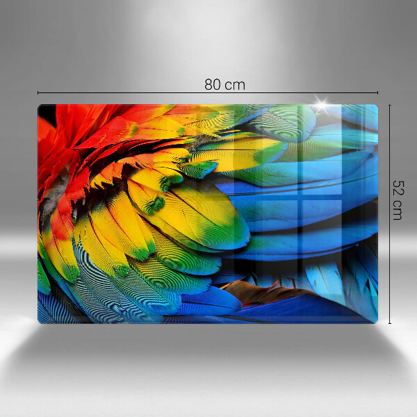 Skleněná deska za sporák Barevné papouščí peří
