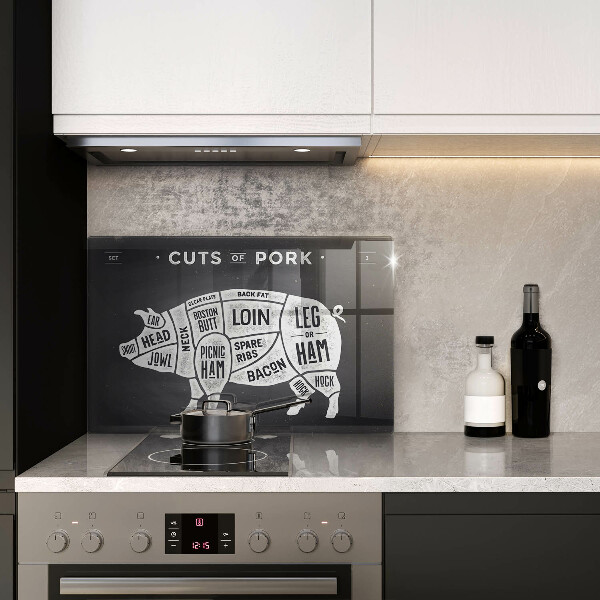 Skleněná deska za sporák Vepřové maso vepřové