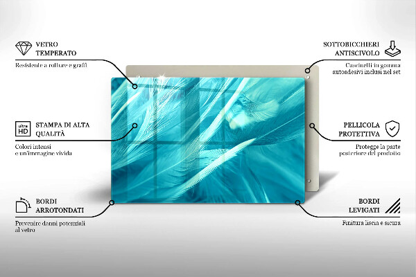 Skleněná deska za sporák Jemné peří