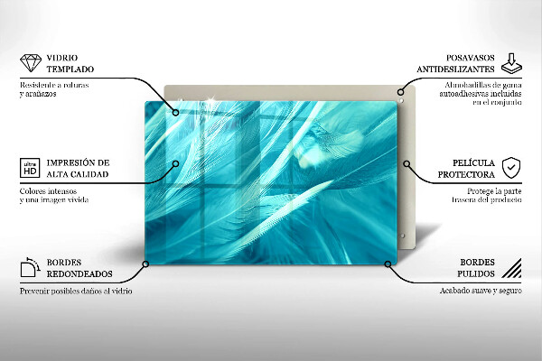 Skleněná deska za sporák Jemné peří