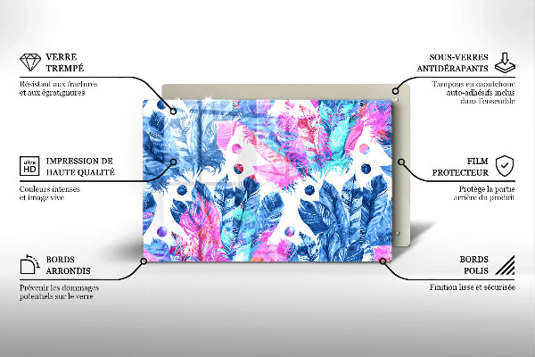 Skleněná deska za sporák Peří boho ilustrace