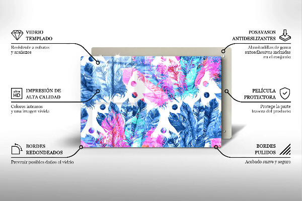 Skleněná deska za sporák Peří boho ilustrace