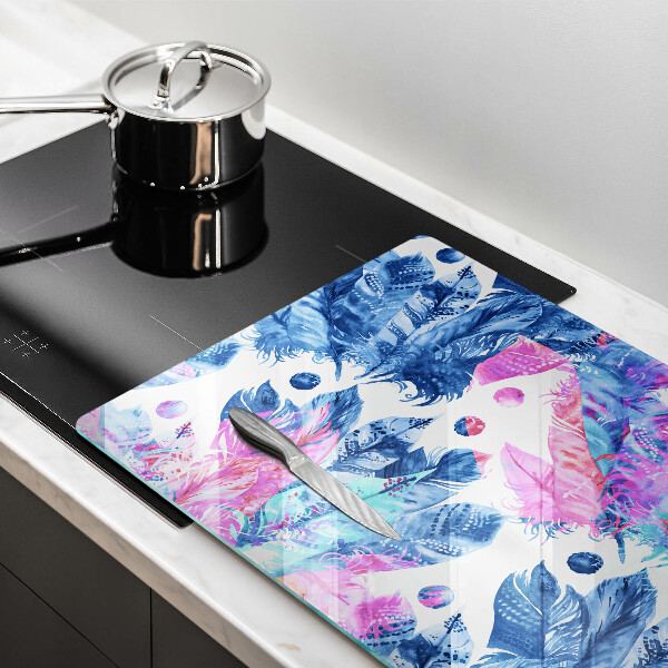 Skleněná deska za sporák Peří boho ilustrace