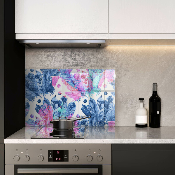 Skleněná deska za sporák Peří boho ilustrace