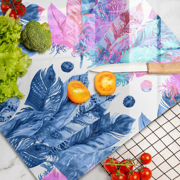 Skleněná deska za sporák Peří boho ilustrace