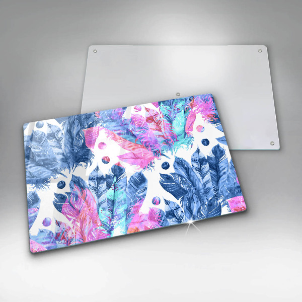 Skleněná deska za sporák Peří boho ilustrace