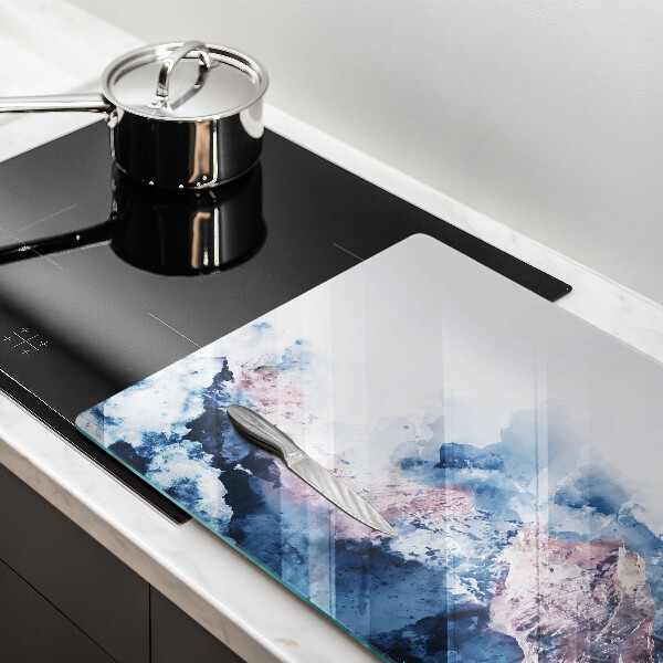 Skleněná deska za sporák Abstraktní malované hory