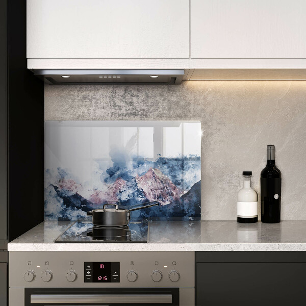 Skleněná deska za sporák Abstraktní malované hory