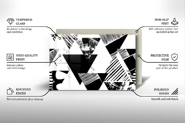 Skleněná deska za sporák Geometrické trojúhelníky