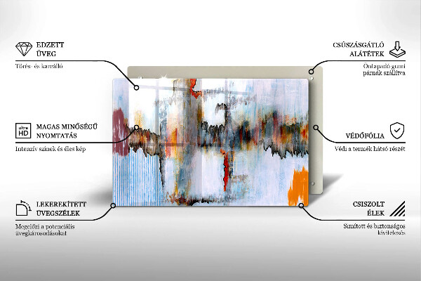 Skleněná deska za sporák Abstrakce barvy