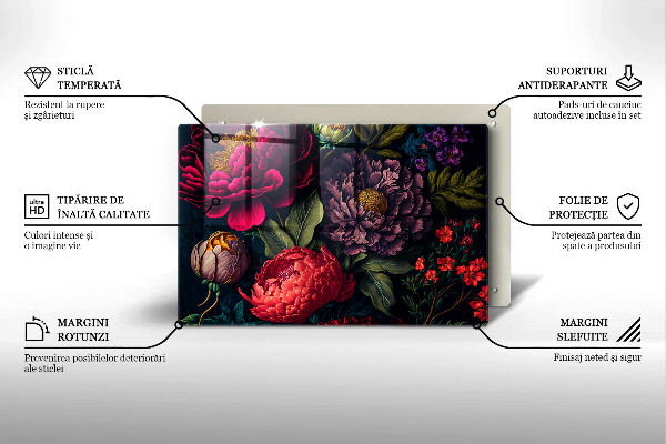 Skleněná deska za sporák Krásné květiny