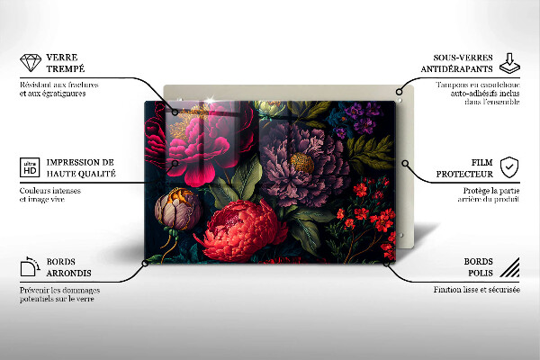 Skleněná deska za sporák Krásné květiny