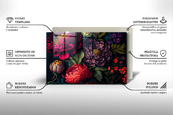 Skleněná deska za sporák Krásné květiny