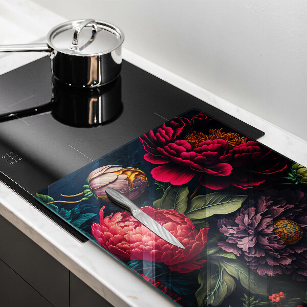 Skleněná deska za sporák Krásné květiny