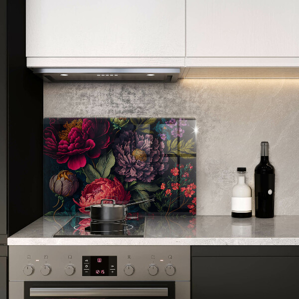 Skleněná deska za sporák Krásné květiny