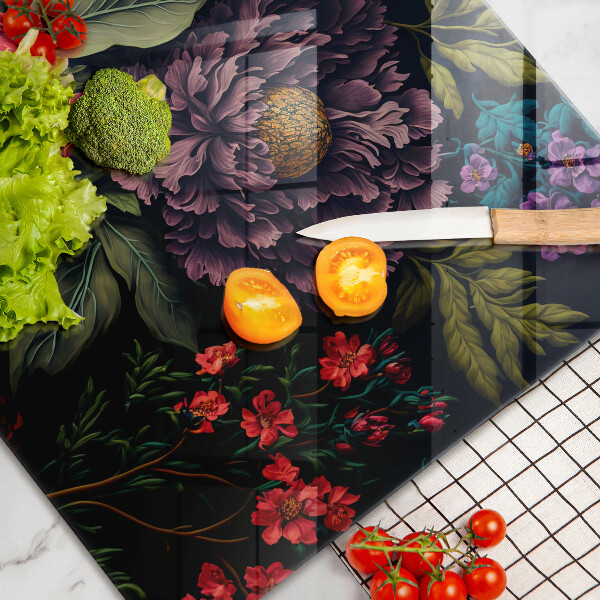 Skleněná deska za sporák Krásné květiny