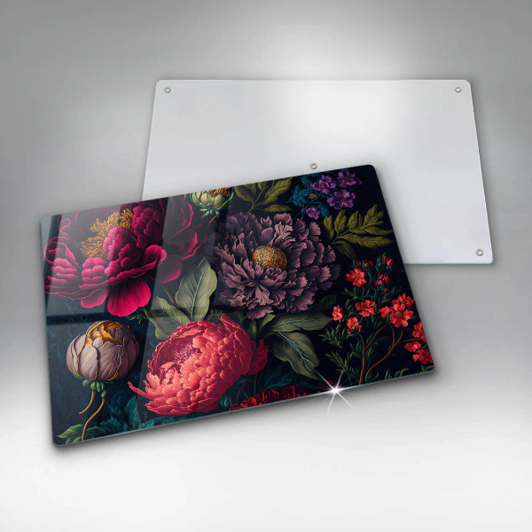 Skleněná deska za sporák Krásné květiny