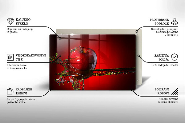 Skleněná deska za sporák Apple ovoce ve vodě