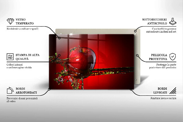 Skleněná deska za sporák Apple ovoce ve vodě