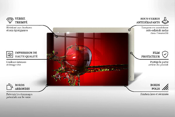 Skleněná deska za sporák Apple ovoce ve vodě