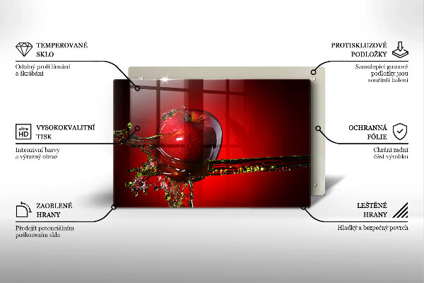 Skleněná deska za sporák Apple ovoce ve vodě