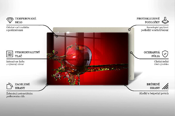 Skleněná deska za sporák Apple ovoce ve vodě