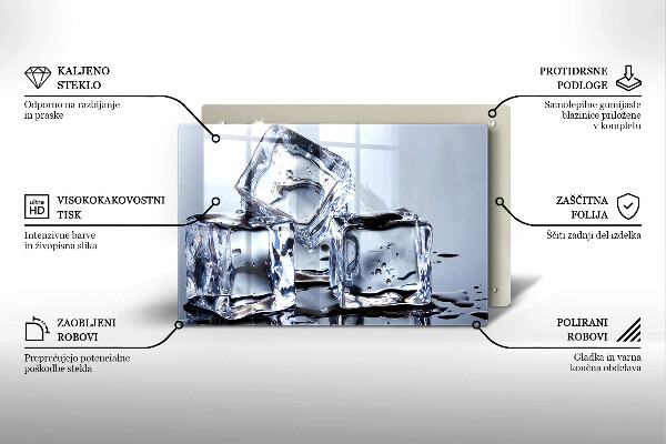 Skleněná deska za sporák Ledové kostky