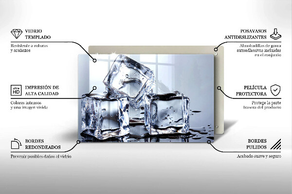 Skleněná deska za sporák Ledové kostky