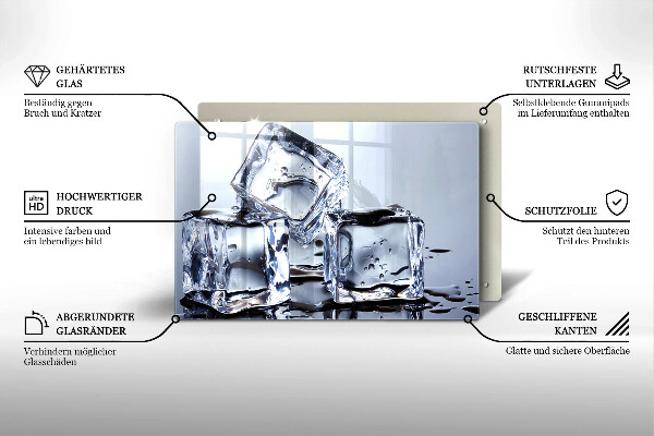Skleněná deska za sporák Ledové kostky