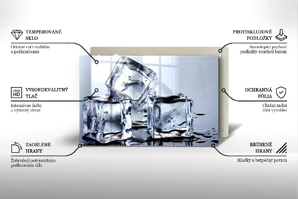 Skleněná deska za sporák Ledové kostky