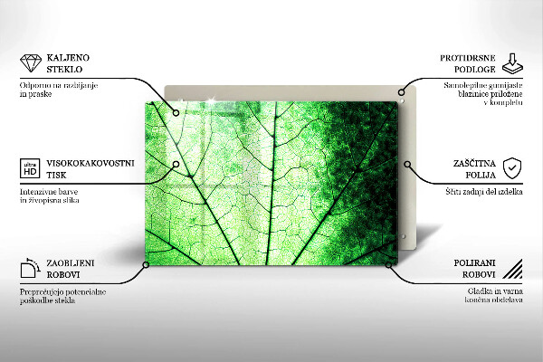 Skleněná deska za sporák Dekorativní žilnatý list