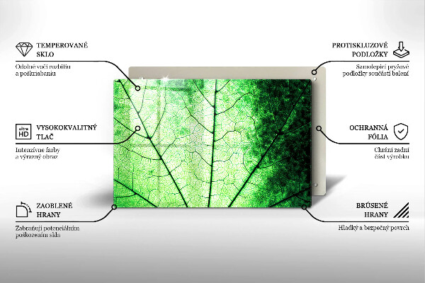 Skleněná deska za sporák Dekorativní žilnatý list