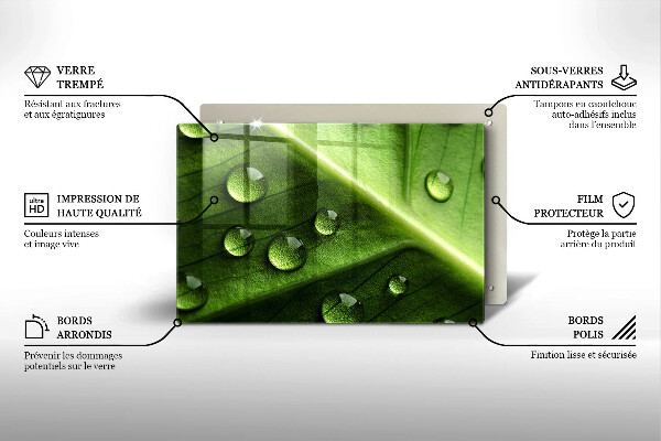 Skleněná deska za sporák Příroda rosa a list