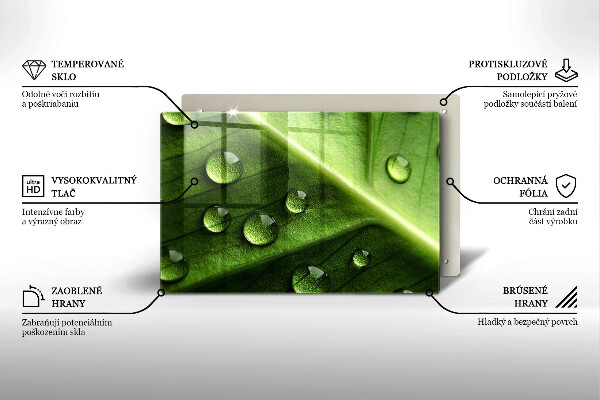 Skleněná deska za sporák Příroda rosa a list