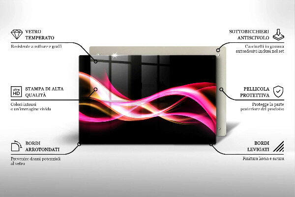 Skleněná deska za sporák Abstraktní neonový kouř
