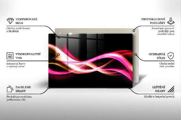 Skleněná deska za sporák Abstraktní neonový kouř