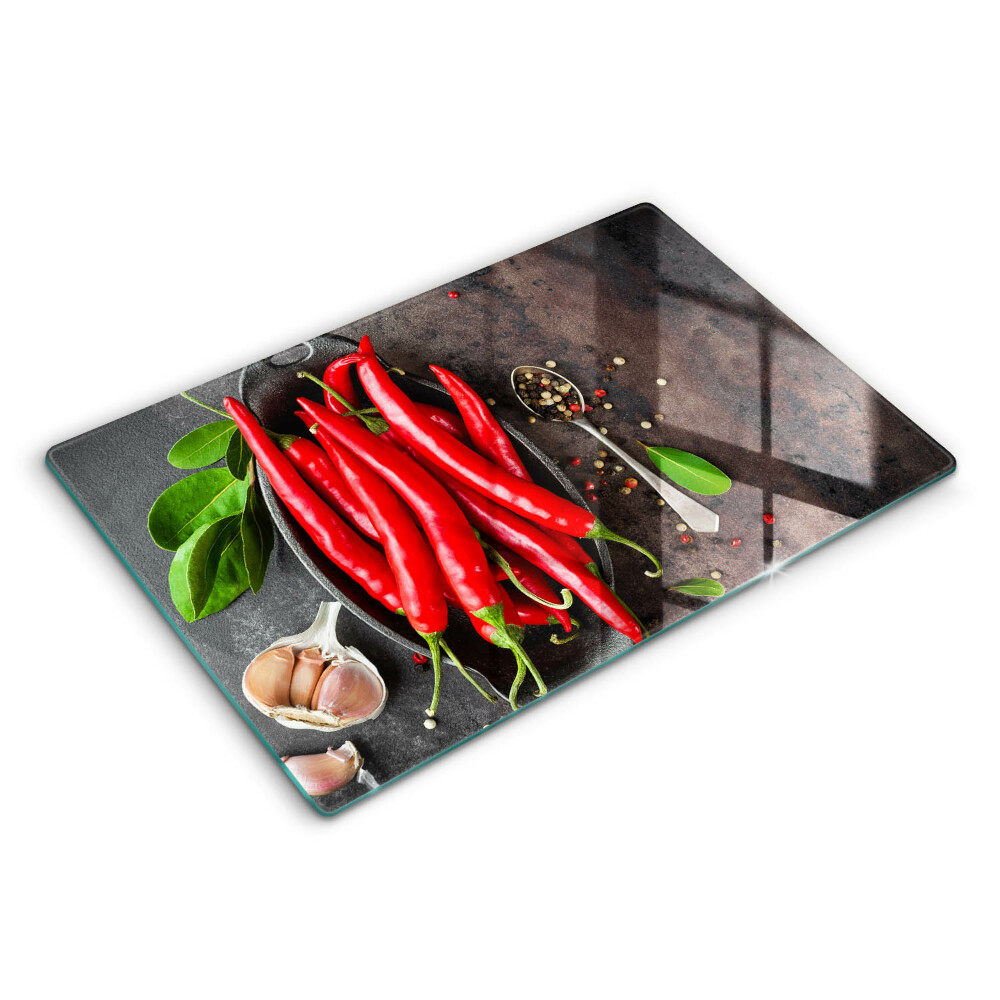 Skleněná deska za sporák Červené chilli papričky