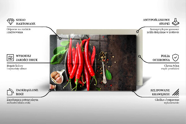 Skleněná deska za sporák Červené chilli papričky