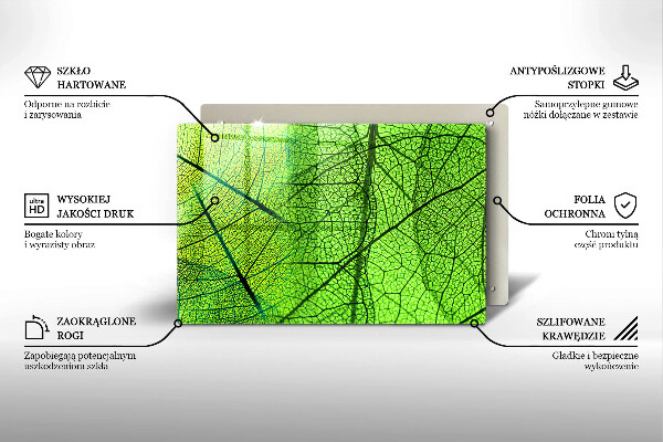 Skleněná deska za sporák Přírodní listové žíly