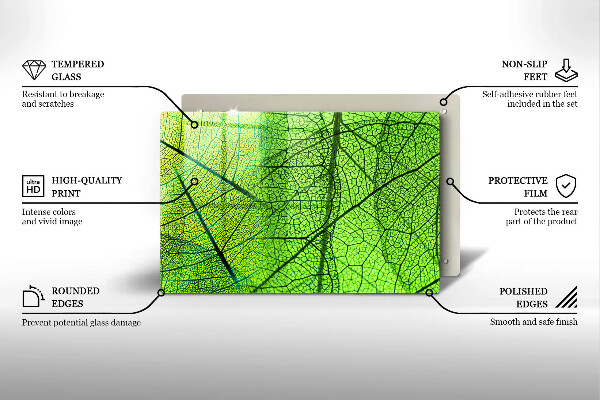 Skleněná deska za sporák Přírodní listové žíly