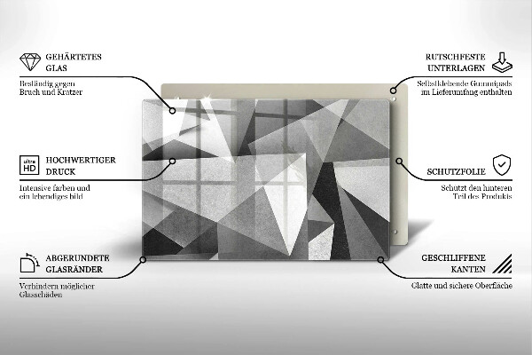Skleněná deska za sporák Konkrétní ostrá abstrakce