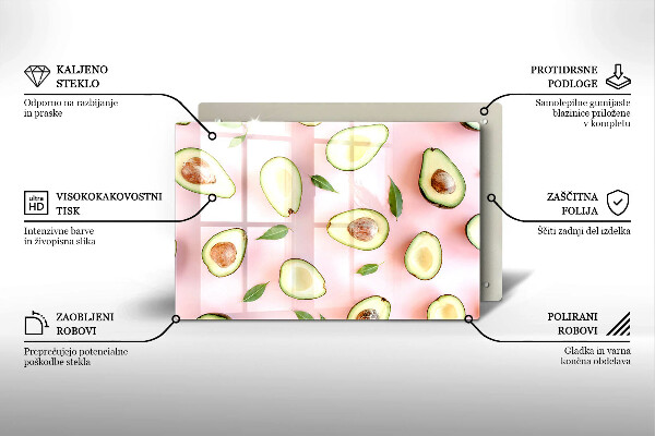 Skleněná deska za sporák Avokádový vzor