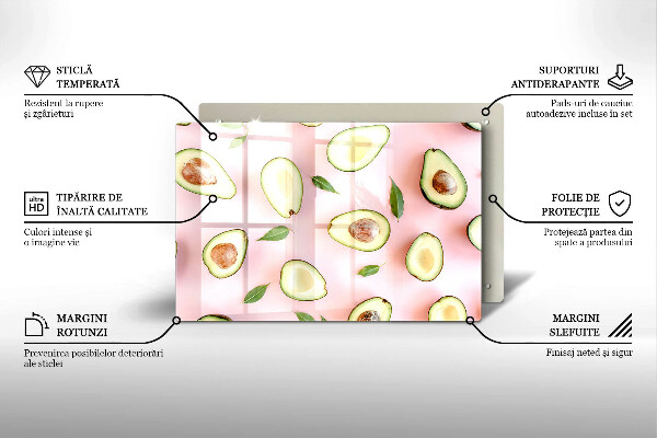 Skleněná deska za sporák Avokádový vzor