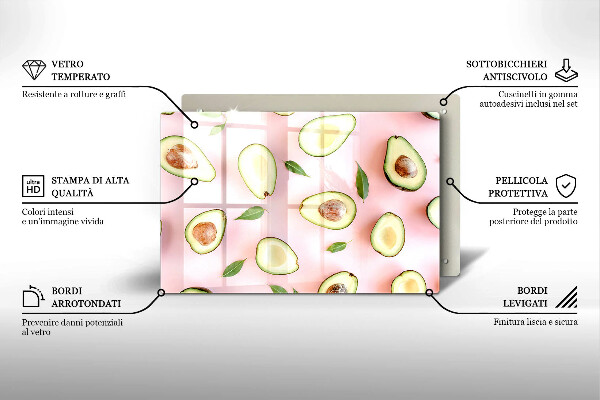 Skleněná deska za sporák Avokádový vzor