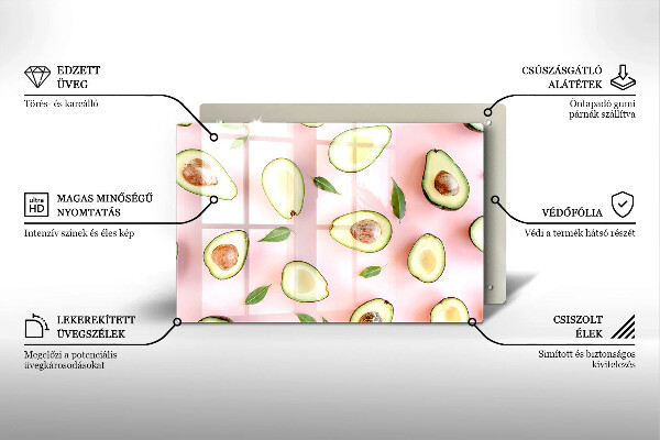 Skleněná deska za sporák Avokádový vzor