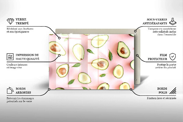 Skleněná deska za sporák Avokádový vzor